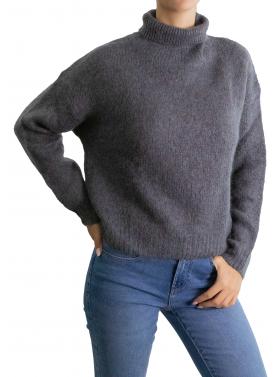 Maglione mohair tinta unita collo alto